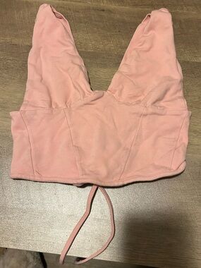 Pink V-Neck Bralette Crop Top - Womens